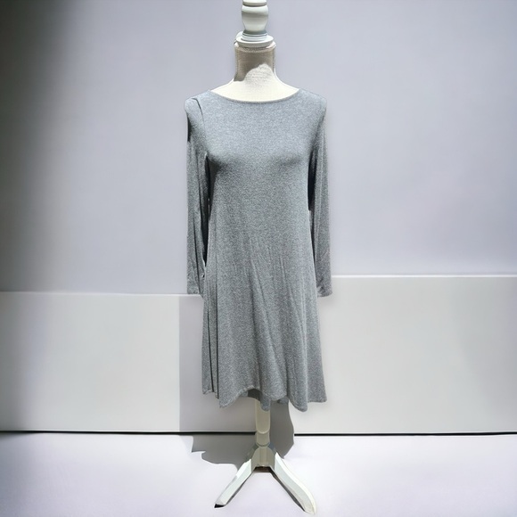 🌻Eileen Fisher Petite Gray Long Sleeve Organic Viscose Minimalist Dress Size MP - Picture 1 of 6